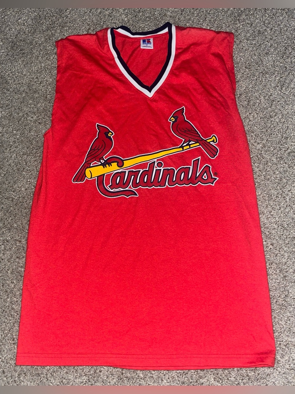 Vintage St Louis Cardinals Tank Top Medium Red 1980s Russell Made USA Sleeveless